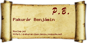 Pakurár Benjámin névjegykártya